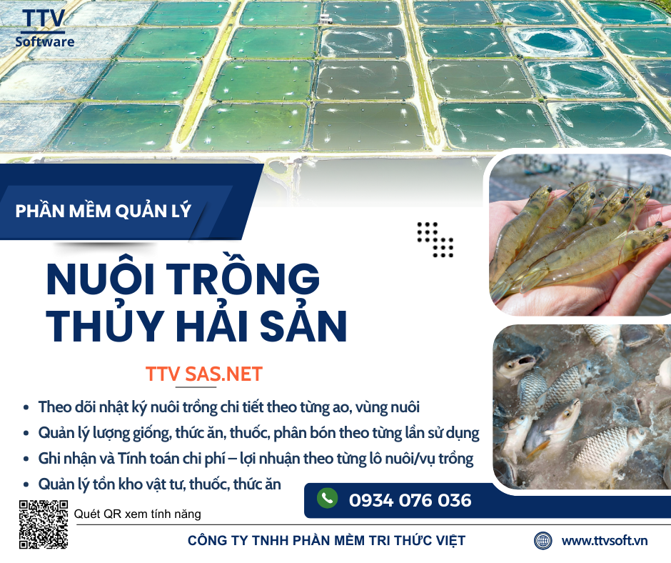 Phần mềm quản lý chi phí và tính giá thành ao nuôi, vùng nuôi thủy sản